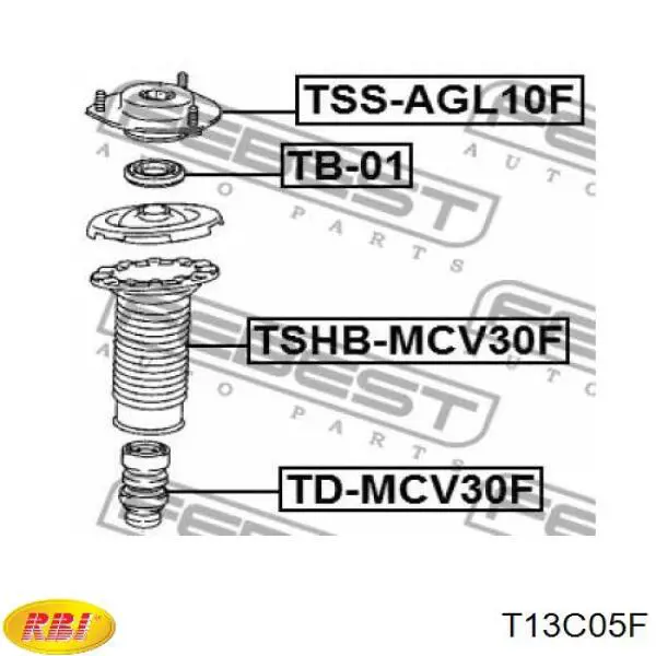 Опора стойки амортизатора переднего RBI T13C05F цена, от 26.19 USD