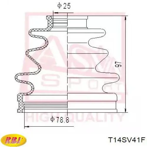 Чехол амортизатора переднего RBI T14SV41F цена, от 3.10 USD