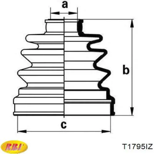 Fuelle, árbol de transmisión delantero interior T1795IZ RBI