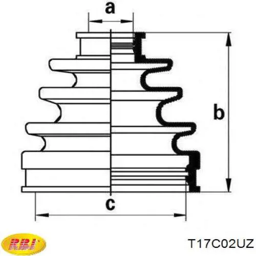 Fuelle, árbol de transmisión delantero exterior T17C02UZ RBI