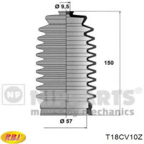 Пыльник рулевой рейки T18CV10Z RBI