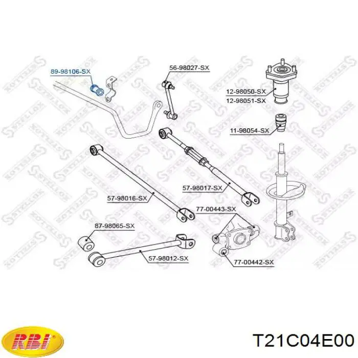 Резинка заднего стабилизатора RBI T21C04E00 цена, от 1.50 USD
