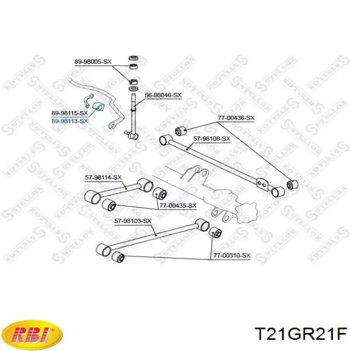 Casquillo de barra estabilizadora trasera T21GR21F RBI