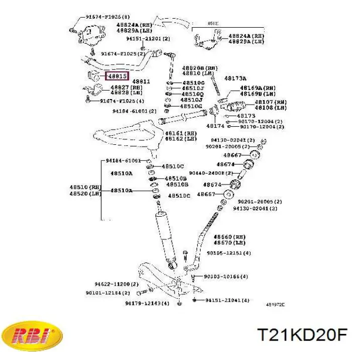 Втулка переднего стабилизатора T21KD20F RBI