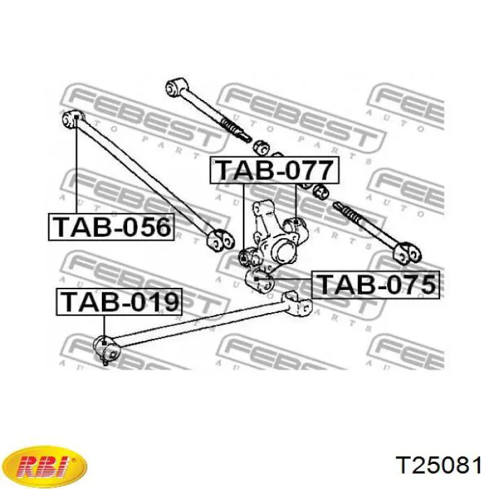 Сайлентблок тяги поперечной (задней подвески) T25081 RBI