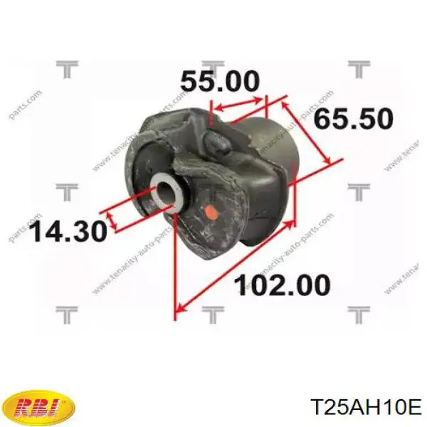 Сайлентблок задней балки (подрамника) T25AH10E RBI