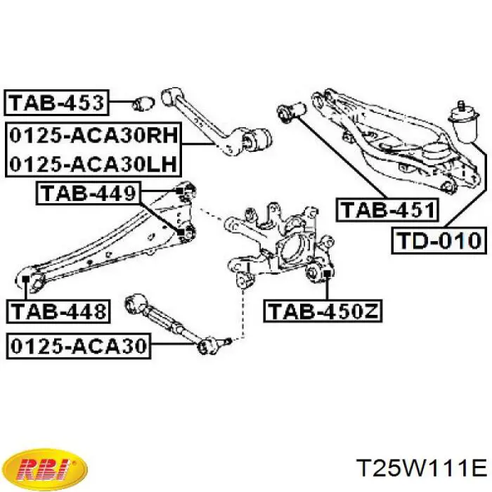 Сайлентблок заднего верхнего рычага RBI T25W111E цена, от 4.58 USD