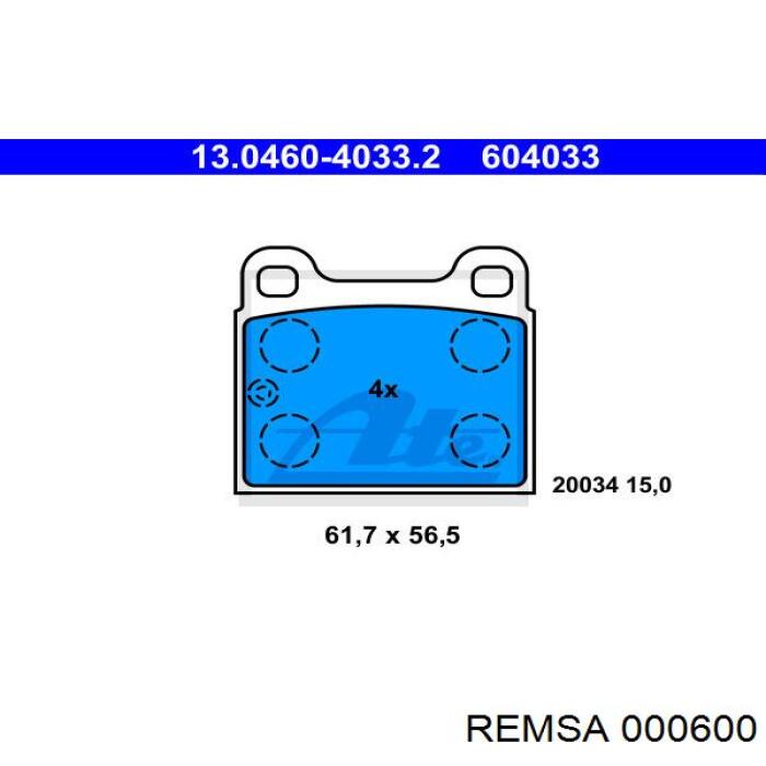 Колодки Remsa 000600 цена, от 14.87 USD
