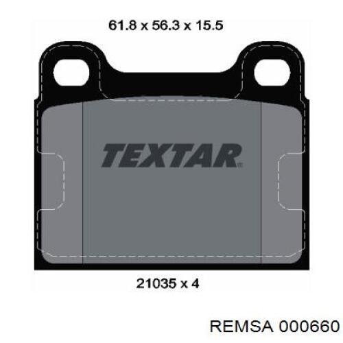 Купить 000660 Remsa Колодки тормозные задние, дисковые