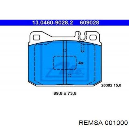 Передние тормозные колодки 001000 Remsa