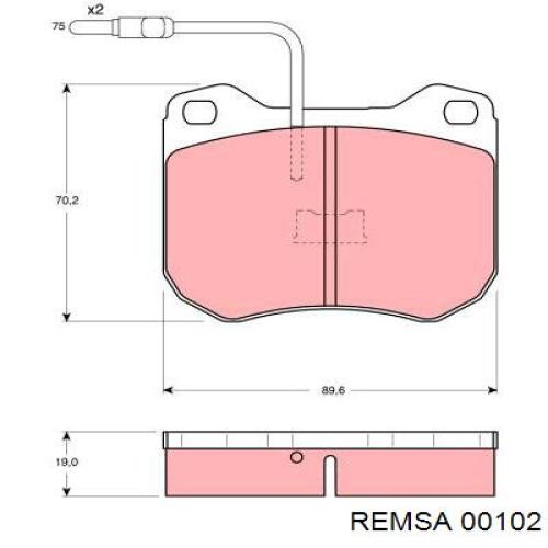 Передние тормозные колодки 00102 Remsa