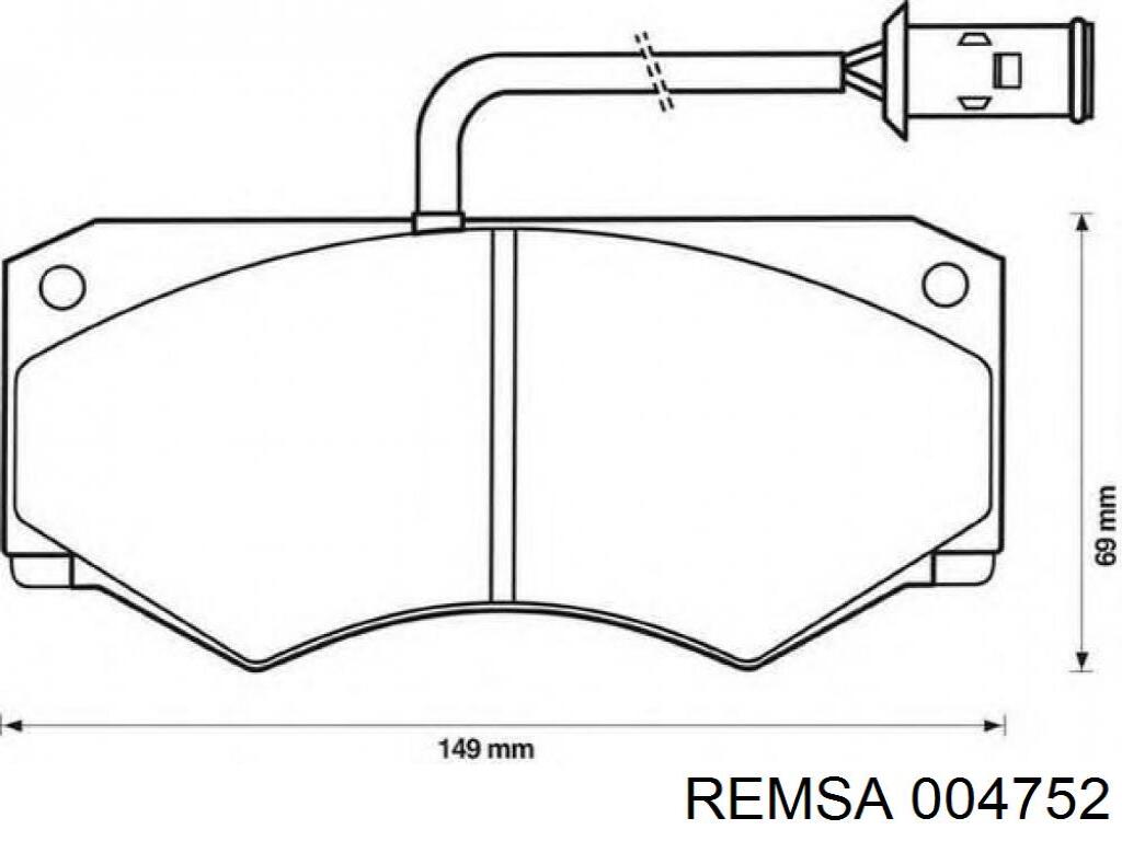 Передние тормозные колодки 004752 Remsa