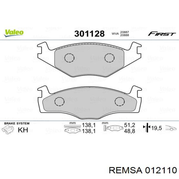 Передние тормозные колодки 012110 Remsa