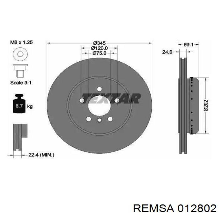 Передние тормозные колодки 012802 Remsa