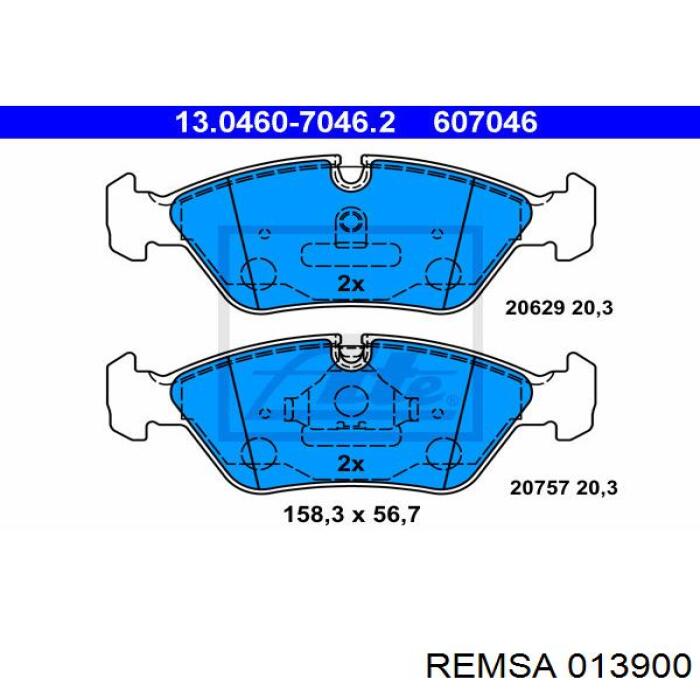 Передние тормозные колодки 013900 Remsa