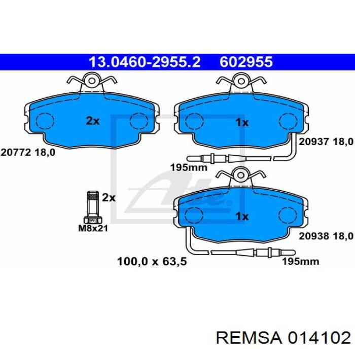014102 Remsa Колодки передние