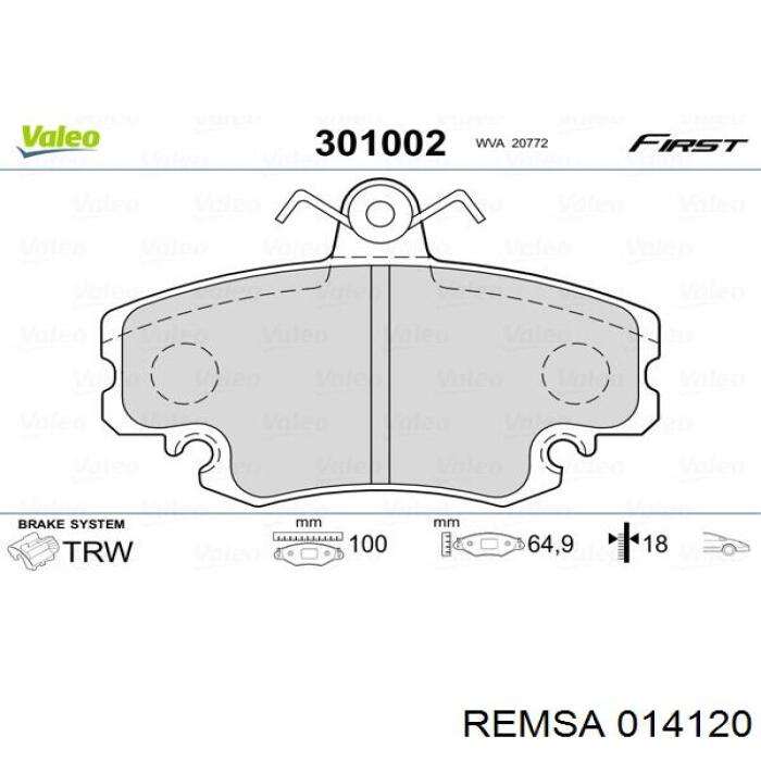 Pastillas de freno delanteras 014120 Remsa
