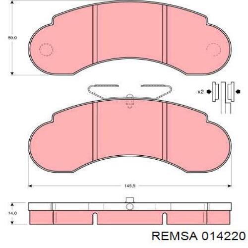 Передние тормозные колодки 014220 Remsa