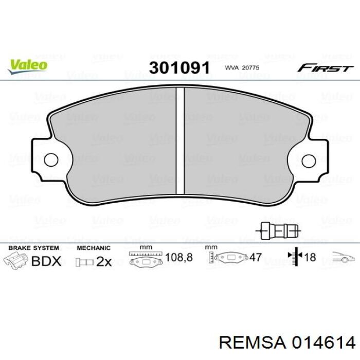 Передние тормозные колодки 014614 Remsa
