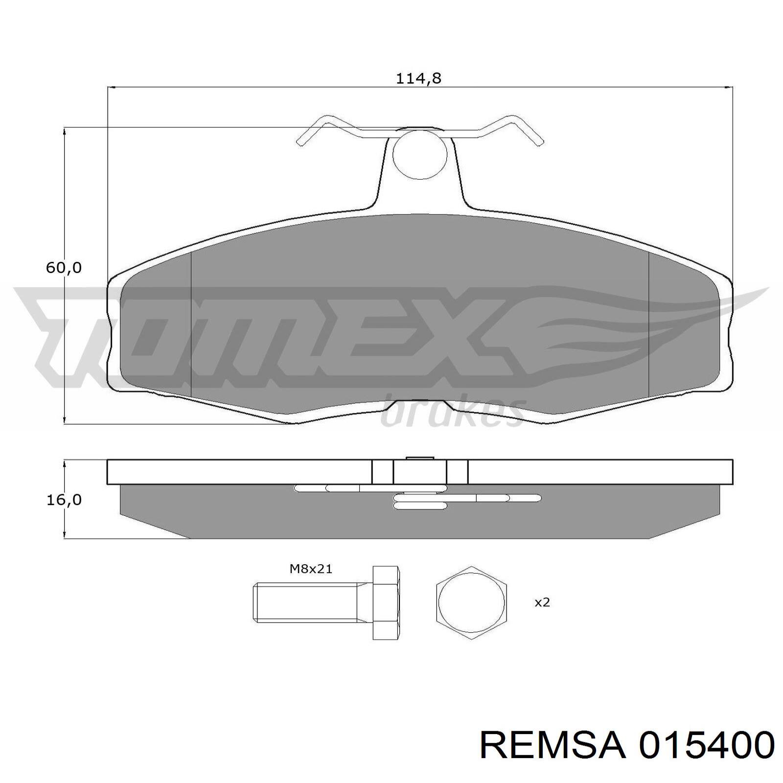 Купить 015400 Remsa Колодки тормозные