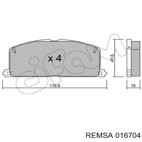 Передние тормозные колодки 016704 Remsa