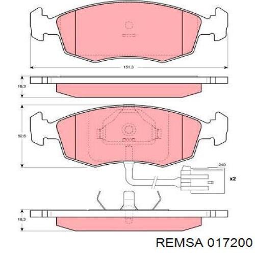 Передние тормозные колодки 017200 Remsa