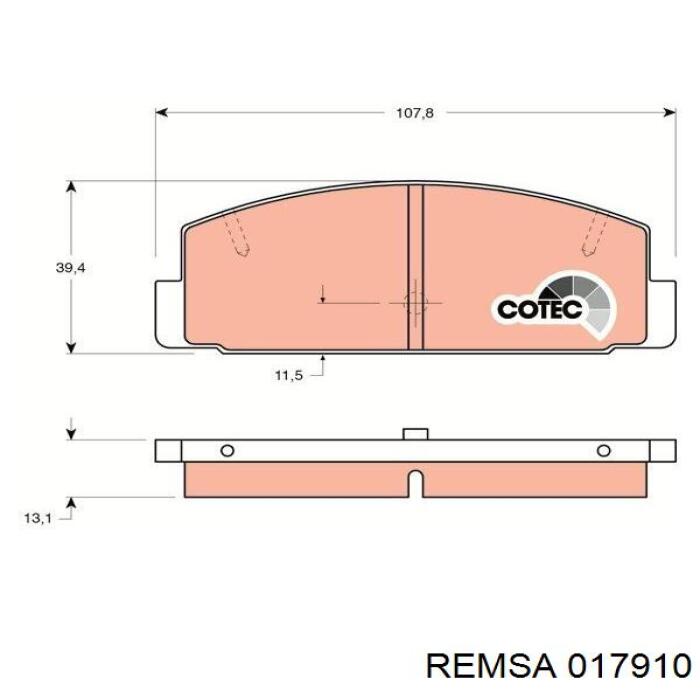 Купить 017910 Remsa Колодки тормозные задние, дисковые