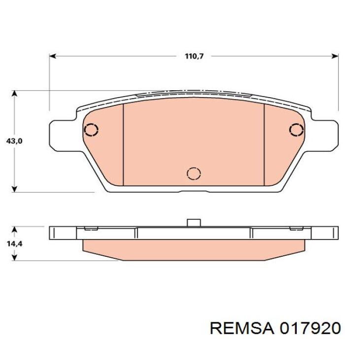 Задние тормозные колодки 017920 Remsa