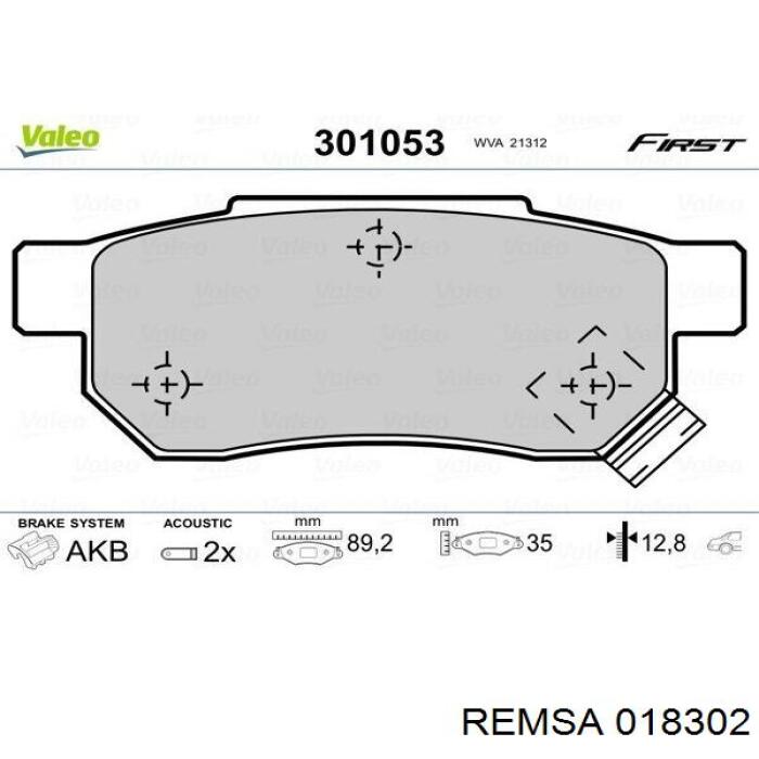 Купить 018302 Remsa Колодки тормозные задние, дисковые