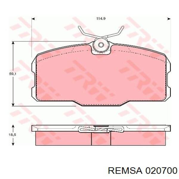 Передние тормозные колодки 020700 Remsa