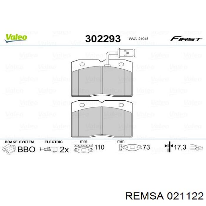 Купить 021122 Remsa Колодки тормозные