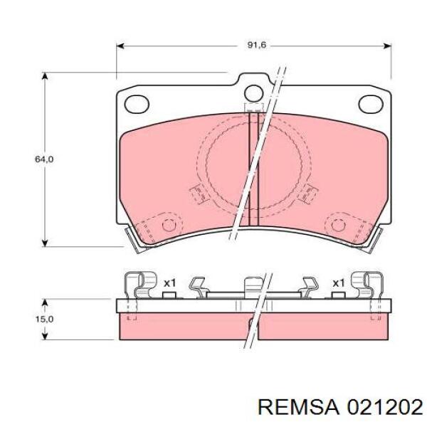 Передние тормозные колодки 021202 Remsa