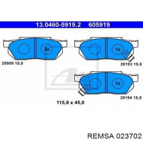 Тормозные колодки Remsa 023702