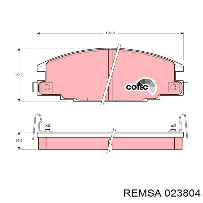 Передние тормозные колодки 023804 Remsa