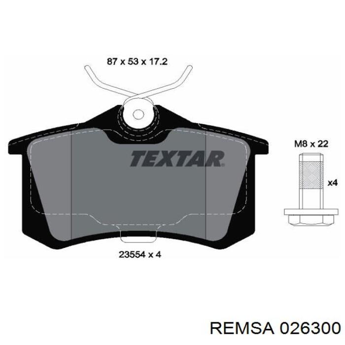 Задние дисковые колодки Remsa 026300