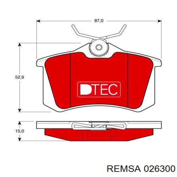 Купить 026300 Remsa Колодки тормозные задние, дисковые