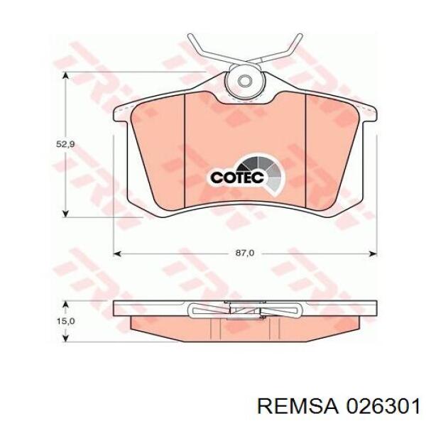 Задние дисковые колодки Remsa 026301