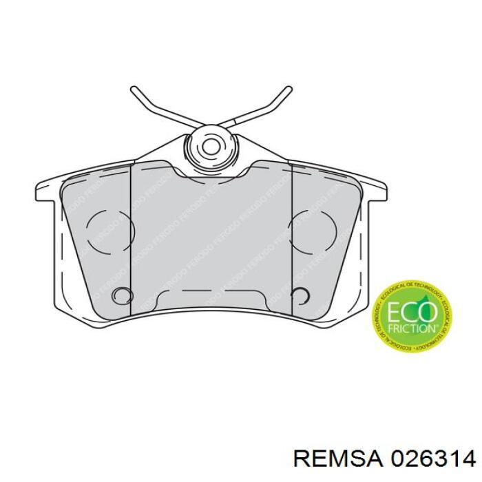 Купить 026314 Remsa Колодки тормозные задние, дисковые