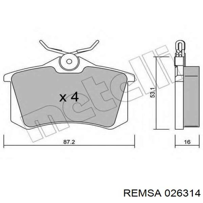 Задние тормозные колодки 026314 Remsa