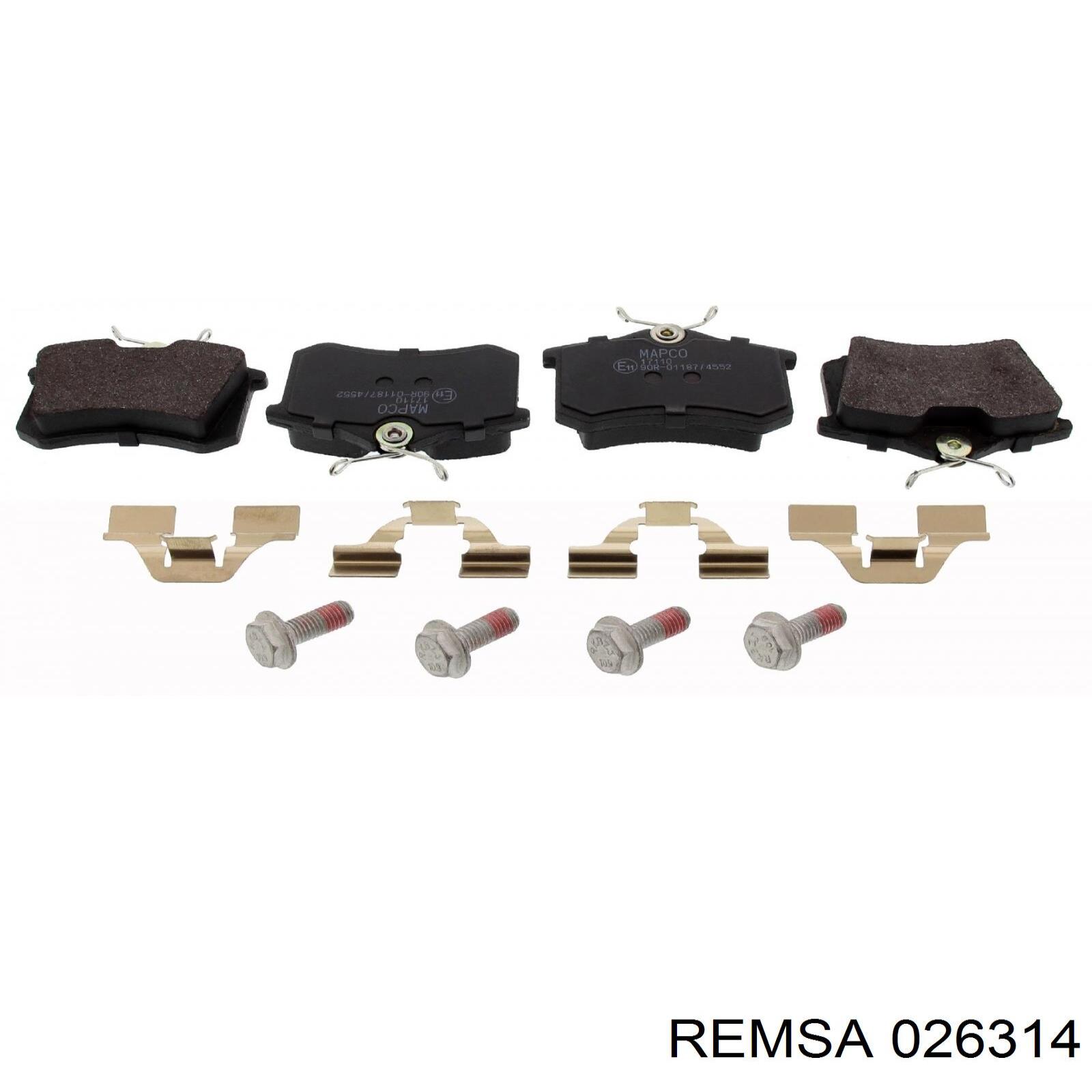 Купить 026314 Remsa Колодки тормозные задние, дисковые