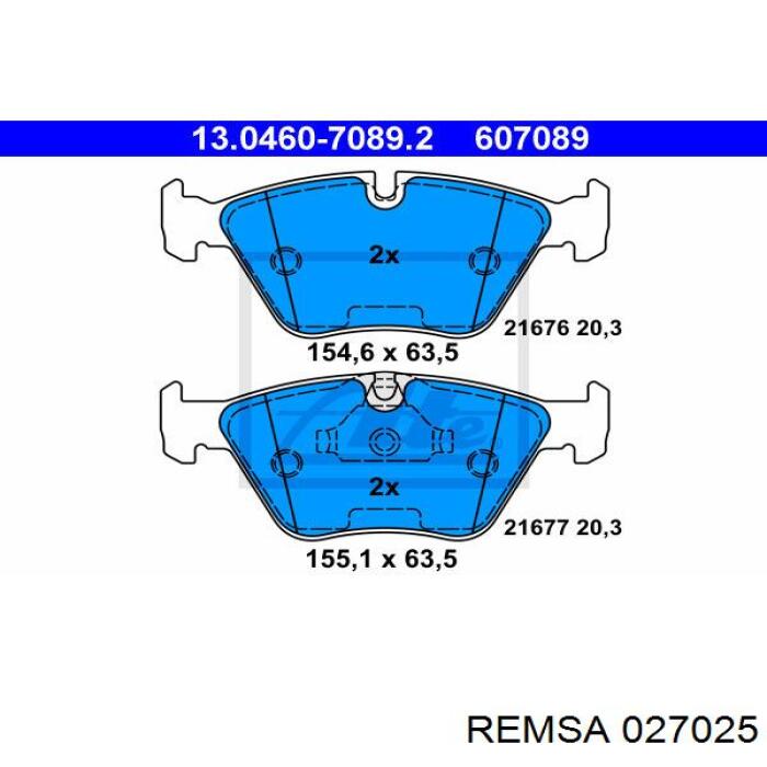 Купить 027025 Remsa Колодки тормозные