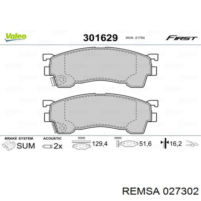 Тормозные колодки Remsa 027302
