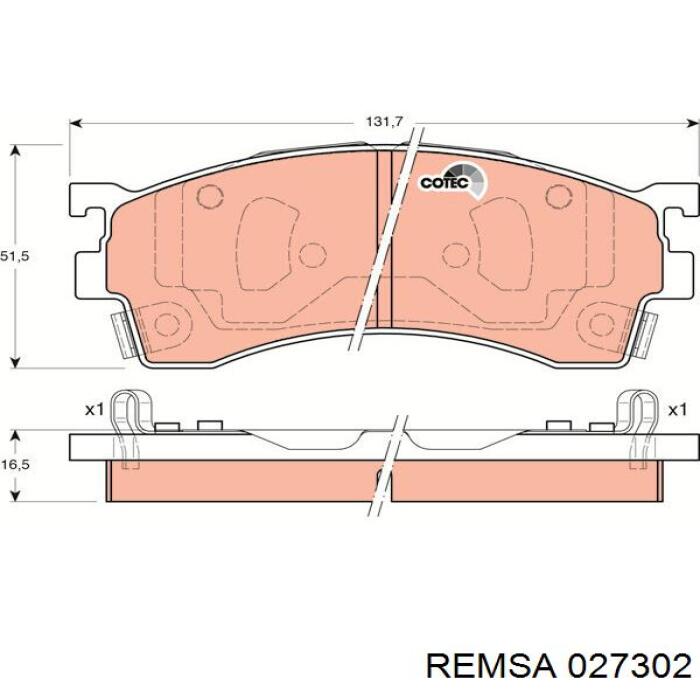 Передние тормозные колодки 027302 Remsa