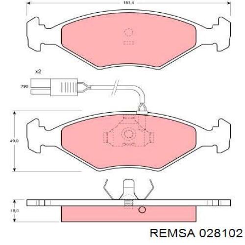 Купить 028102 Remsa Колодки тормозные