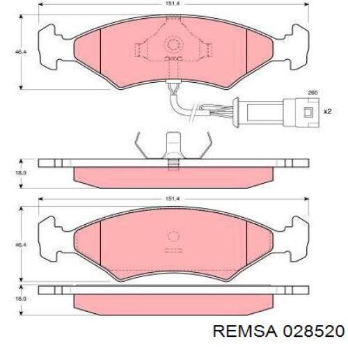 Передние тормозные колодки 028520 Remsa