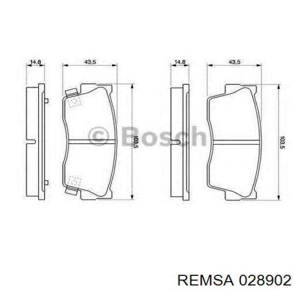 Передние тормозные колодки 028902 Remsa