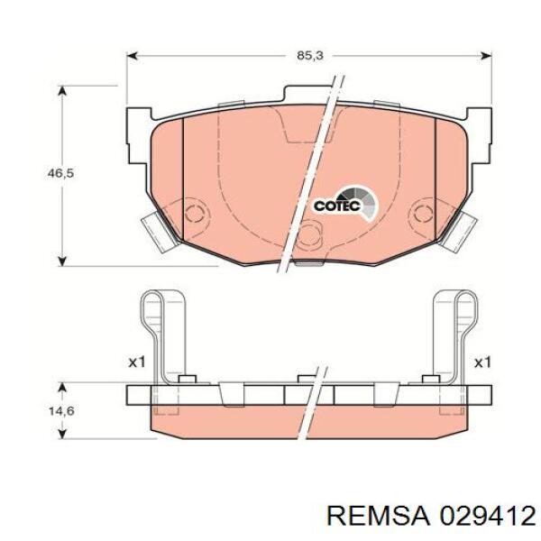 Задние дисковые колодки Remsa 029412