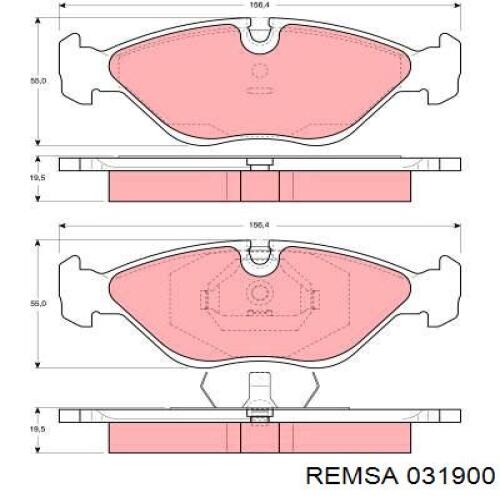 Передние тормозные колодки 031900 Remsa