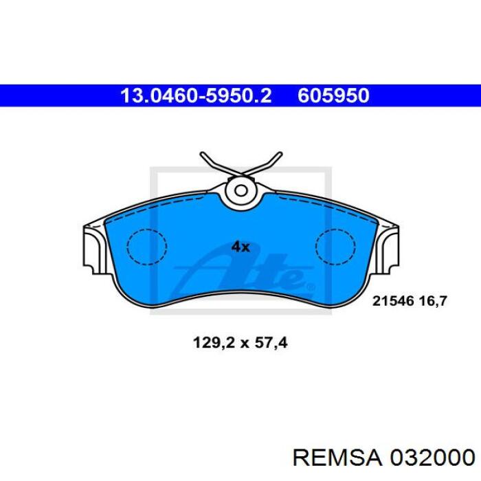 Передние тормозные колодки 032000 Remsa
