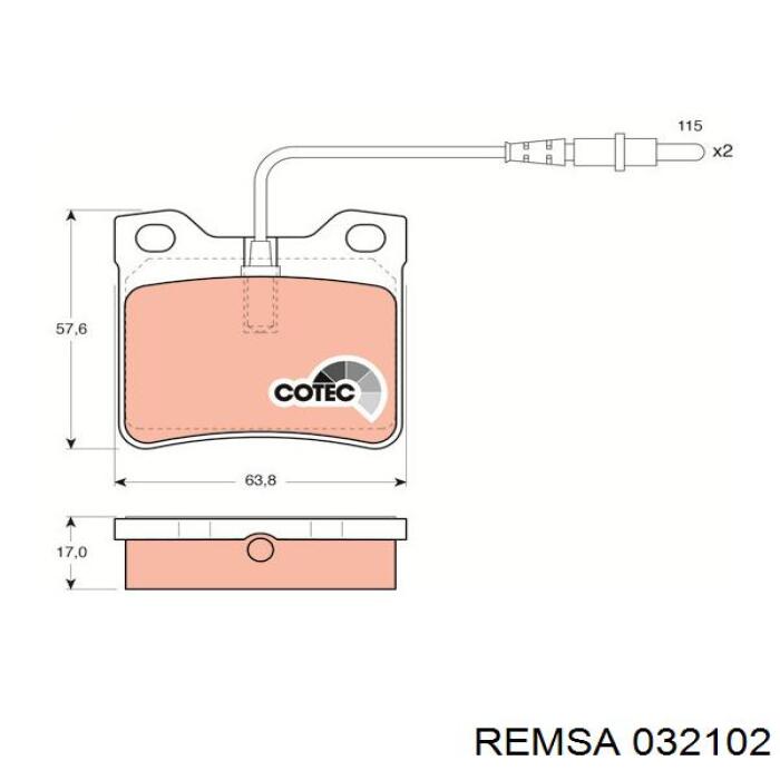 Задние тормозные колодки 032102 Remsa